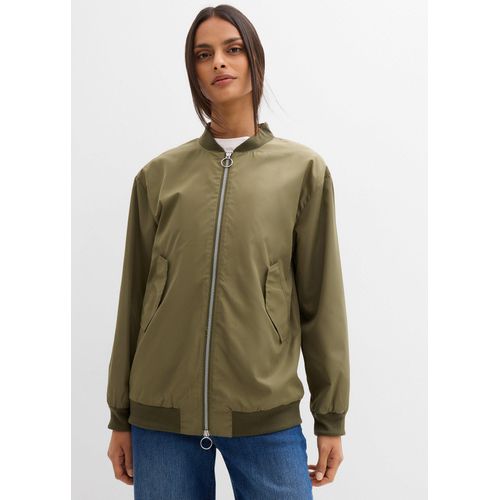 bonprix Weite Pilotenjacke mit Leofutter, grün, Gr.36, Lässige Pilotenjacke mit Leofutter und seitlichen Taschen