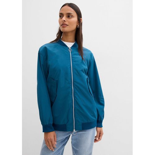 bonprix Weite Pilotenjacke mit Leofutter, petrol, Gr.52, Lässige Pilotenjacke mit Leofutter und seitlichen Taschen