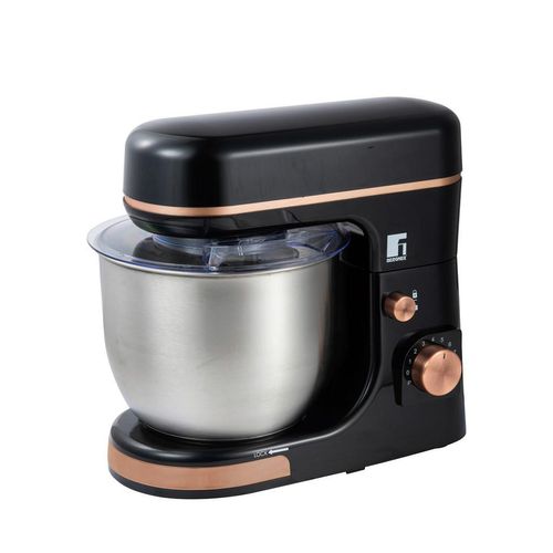 Bergner Küchenmaschine Copper, Schwarz, Silber, Metall, 5 L, 23x34.5x38.5 cm, Lfgb, Sicherheitsabschaltung bei gekipptem Motorkopf, herausnehmbarer Behälter, Küchengeräte, Küchenmaschinen