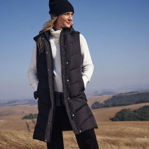 Lange Steppweste, Damen,  Schwarz, by Lands' End