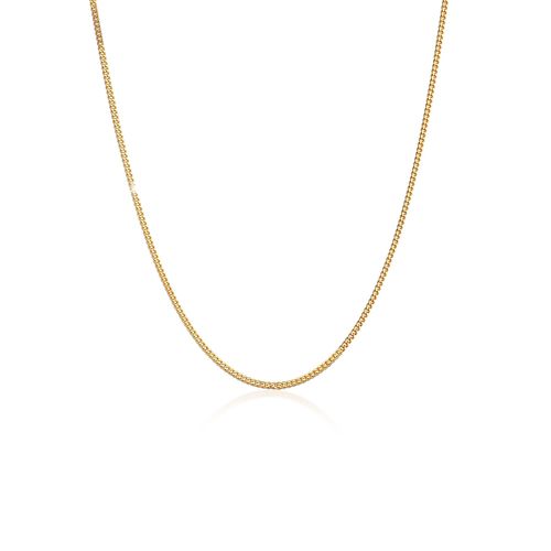 Kette ohne Anhänger ELLI PREMIUM "Halskette Panzerkette Collier Basic 925 Silber vergoldet" Gr. 45, gold, Halsketten, Damen, 45, ohne Stein, Silber 925 (Sterlingsilber), Kette ohne Anhänger
