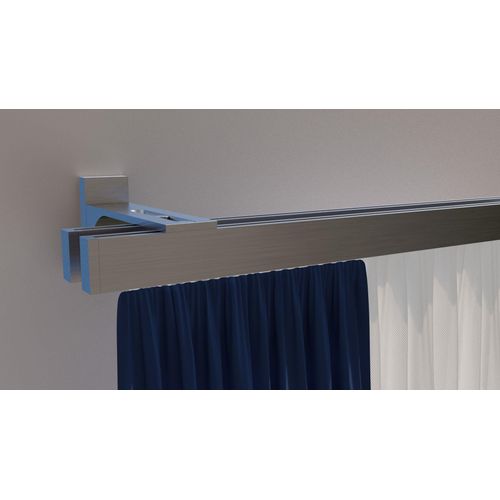 Gardinenstange INDEKO "Bern", silber (edelstahlfarben), L:130cm, Aluminium, Gardinenstangen, Gardinenstange, Innenlauf Komplett-Set inkl. Gleitern und Montagematerial