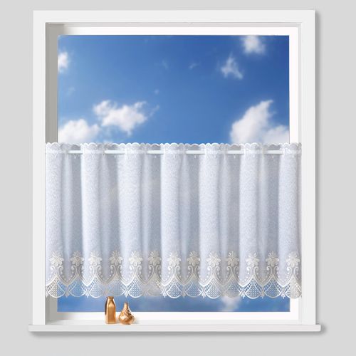 Scheibengardine nach Maß WECKBRODT "Fiorella", weiß (weiß, ecru), B:312cm H:30cm, Obermaterial: 100% Polyester, Gardinen nach Maß, Scheibengardine nach Maß, Bistro, Gardine, Store, nach Maß