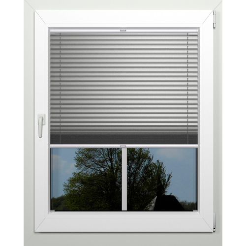 Plissee INDEKO "Thermo-Deluxe", grau (grau, metallfarben, weiß, weiß), B:80cm H:100cm, Obermaterial: 94% Polyester, 6% sonstige Fasern, Plissees, Plissee, zur Montage in der Glasleiste, nach Maß