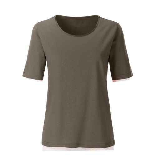 Rundhalsshirt CASUAL LOOKS "Shirt", Damen, Gr. 48, grün (khaki), 100% Baumwolle, unifarben, Rundhals, Shirts Rundhalsshirt