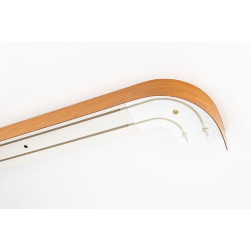 Schienensystem GARESA "Kunststoffschiene mit Blende", braun (kirschbaum), L:530cm, Kunststoff, Gardinenstangen, Schienensystem, seitlich mit 2 Rundbögen (kein Spalt zwischen Vorhang und Wand)