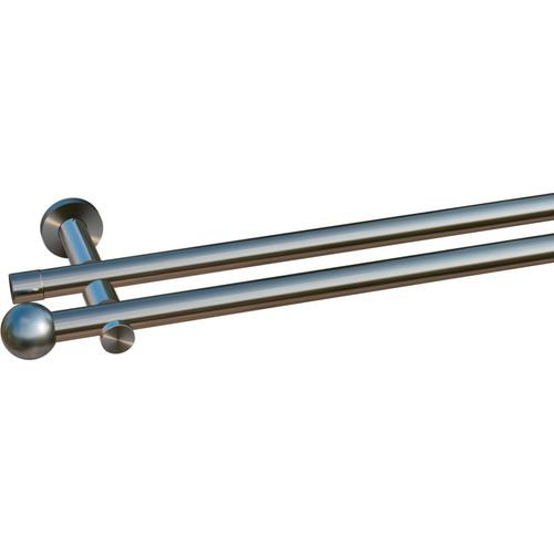 Gardinenstange INDEKO "Colombes", silber (edelstahlfarben), L:250cm Ø:20mm, Stahl, Gardinenstangen, Gardinenstange, Komplett-Set inkl. Montagematerial