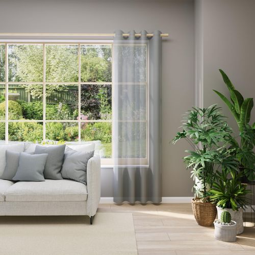 Vorhang nach Maß NEUTEX FOR YOU "EVA", grau, B:600cm H:245cm, Obermaterial: 100% Polyester, Gardinen nach Maß, Vorhang nach Maß, Uni-Voile mit elegantem Glanz