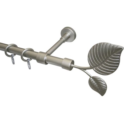 Gardinenstange GARESA "BLATT", silber (silberfarben), L:320cm Ø:20mm, Kunststoff, Metall, Gardinenstangen, Gardinenstange, Vorhanggarnitur, Kunststoff, verlängerbar, mit Ringe