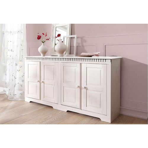 Sideboard OTTO HOME "Lisa", weiß, B:158,5cm H:80cm T:35cm, Massivholz, Sideboards, Sideboard, Kommode aus massivem Kiefernholz, in 2 Breiten lieferbar