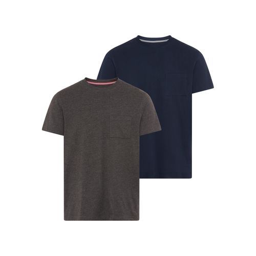 Rundhalsshirt MAN'S WORLD "Neue Kollektion", Herren, Gr. M (48/50), dunkelblau, anthrazit melange, Single Jersey, Obermaterial: 100% Baumwolle. Obermaterial Melange: 60% Baumwolle, 40% Polyester, unifarben, regular fit, Rundhals, Shirts Rundhalsshirt, Regular Fit, kurzarm, mit Brusttasche, unifarben, Topseller