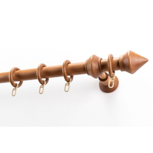 Gardinenstange GARESA "Palmo", braun (kirschbaum), L:410cm Ø:28mm, Holzwerkstoff, Gardinenstangen, Gardinenstange, Vorhanggarnitur aus Holz, verlängerbar, mit Ringe/2 Lauf Gleiter