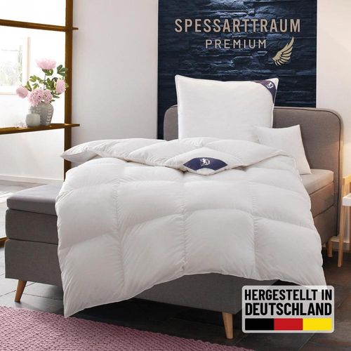 Gänsedaunenbettdecke SPESSARTTRAUM "Premium****, hergestellt in Deutschland, Bettdecken für Sommer, Winter", weiß, B:135cm L:200cm, Bezug: 100% Baumwolle. Füllung: 100% Gänsedaunen, Bettdecken, Gänsedaunenbettdecke, 4 Wärmeklassen & 5 Größen, Bestseller