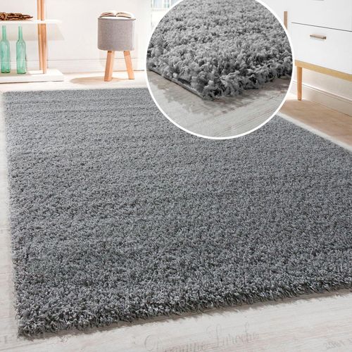 Hochflor-Teppich PACO HOME "Sky 250", grau, B:120cm H:34mm L:170cm, Polypropylen (PP), Teppiche, Hochflor-Teppich, gewebt, Uni-Farben, intensive Farbbrillanz, auch als Läufer erhältlich