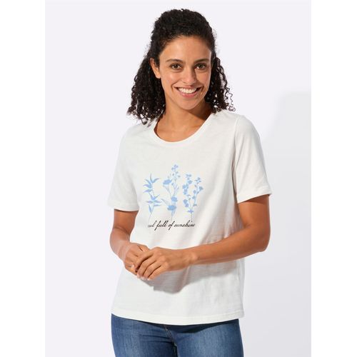 Rundhalsshirt INSPIRATIONEN "Kurzarm-Shirt", Damen, Gr. 54, ecru, himmelblau, bedruckt, 100% Baumwolle, bedruckt, gemustert, mehrfarbig, unifarben, Rundhals, Shirts Rundhalsshirt