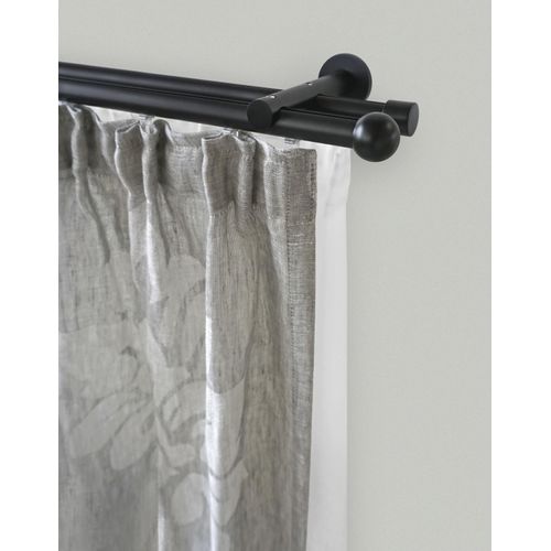 Gardinenstange GARESA "ORNELLA", schwarz, L:280cm Ø:20mm, Aluminium, Gardinenstangen, Gardinenstange, Vorhanggarnitur, einfache Montage, verlängerbar, Wandmontage, Kugel