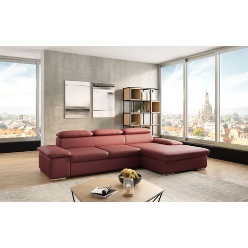 Ecksofa SIT & MORE "Valantine L-Form, B: 286 cm", rot (merlot), B:286cm H:73cm T:174cm, NaturLEDER;Spannstoff, Sofas, Ecksofa, mit Arm- & Kopfteilverstellung, optional mit Bettfunktion