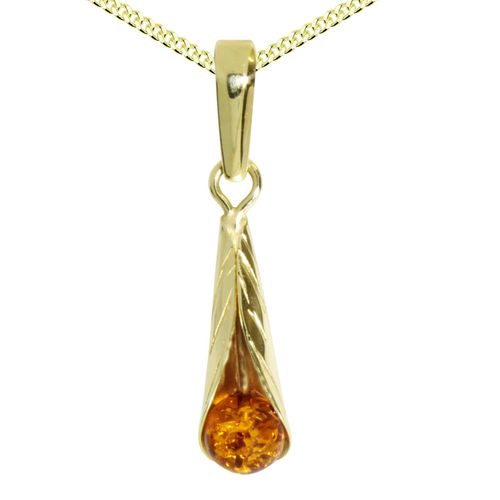 Kette mit Anhänger OSTSEE-SCHMUCK "Ostsee-Schmuck Kette mit Anhänger Blütenkelch" Gr. 45, gold (weiß, neutral), Halsketten, Damen, 45cm, Gelbgold 333, L: 42, Kette mit Anhänger