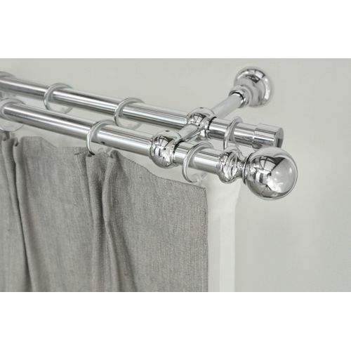 Gardinenstange GARESA "ANDREA", grau (chromfarben), L:420cm Ø:20mm, Metall, Gardinenstangen, Gardinenstange, Vorhanggarnitur, verlängerbar, Endknopf Kugel lang, mit Ringen