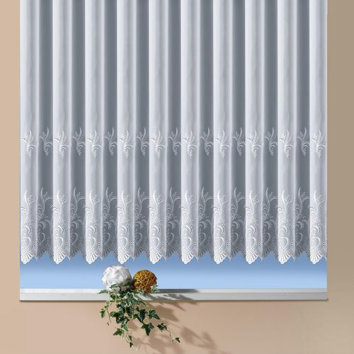 Gardine WECKBRODT "Potsdam" Gr. 24, weiß, B:750cm H:225cm, Voile, Polyester, Gardinen, Gardine, echte Stickerei, Voile, halbtransparent, Bordüre, Kante, Store