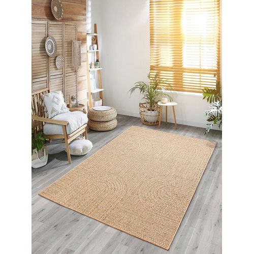 Teppich THE CARPET "Kansas", beige (natur), B:120cm H:1mm L:170cm, Polypropylen, Teppiche, Teppich, moderner robuster In und Outdoor Teppich Jute Look
