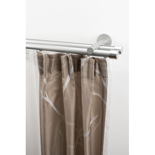 Gardinenstange GARESA "EASY", silber (silberfarben), B:60cm L:330cm Ø:20mm, Aluminium, Gardinenstangen, Gardinenstange, Vorhanggarnitur-Innenlauf, verlängerbar, Wandmontage, Kappe, Aluminium