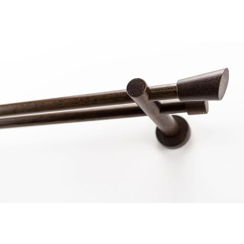 Gardinenstange GARESA "MOLIS", braun (nussbaum), L:340cm Ø:20mm, Holzwerkstoff, Metall, Gardinenstangen, Gardinenstange, Vorhanggarnitur, verlängerbar, Wandmontage, Keil, ohne Ringe