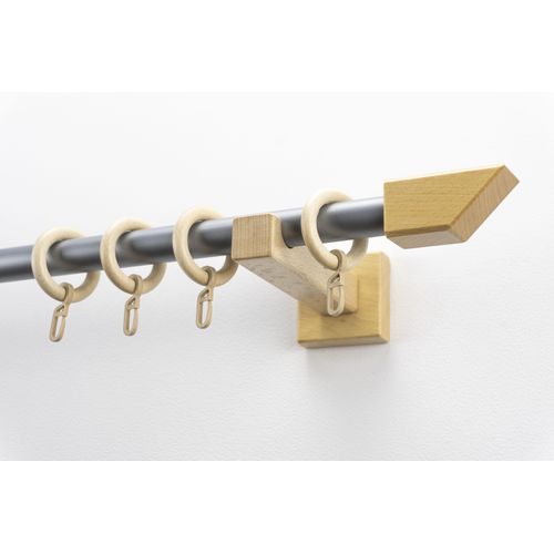 Gardinenstange GARESA "CUBUS", beige (natur, chromfarben), L:300cm Ø:20mm, Holzwerkstoff, Metall, Gardinenstangen, Gardinenstange, Vorhanggarnitur, verlängerbar, Endknopf abgeschrägt, mit Ringe