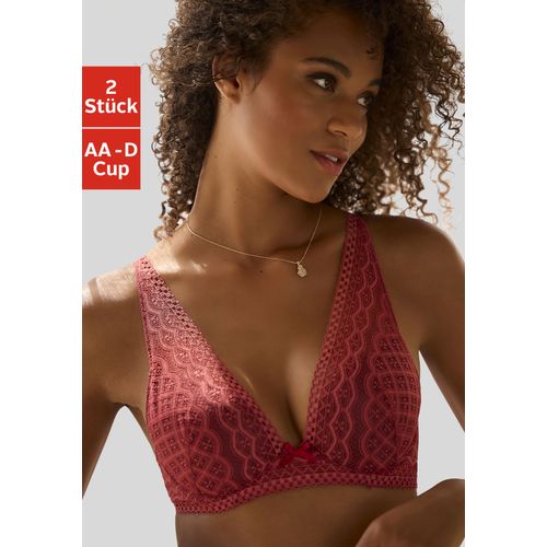 Push-up-BH PETITE FLEUR, Damen, Gr. 80, Cup D, braun (haselnuss, puder), Microtouch, Obermaterial: 60% Polyamid, 35% Polyester, 5% Elasthan, BHs Push-up-BH, in modischem High-Apex Schnitt