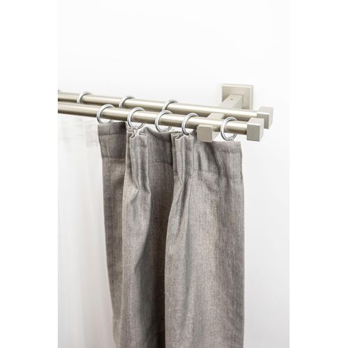Gardinenstange GARESA "CUBUS", grau (chromfarben), L:400cm Ø:20mm, Holzwerkstoff, Metall, Gardinenstangen, Gardinenstange, Vorhanggarnitur, verlängerbar, Endkappe, mit Ringe
