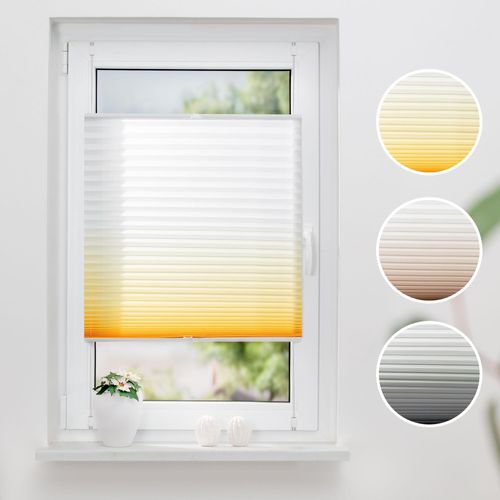 Plissee K-HOME "Farbverlauf Sunrise" Gr. 19, gelb (gelb, weiß), B:55cm H:210cm, Obermaterial: 100% Polyester, Plissees, Plissee