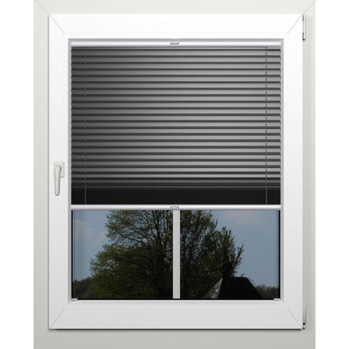 Plissee INDEKO "Thermo-Deluxe", grau (anthrazit, metallfarben), B:88cm H:100cm, Obermaterial: 94% Polyester, 6% sonstige Fasern, Plissees, Plissee, zur Montage in der Glasleiste, nach Maß