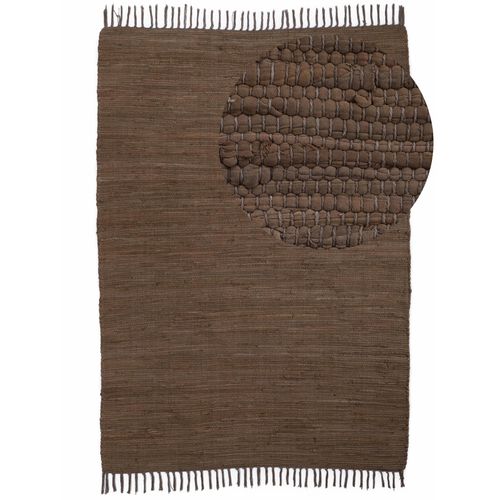 Teppich CARPETFINE "Kelim Chindi uni, auch als Läufer", braun, B:80cm H:5mm L:300cm, Baumwolle, Teppiche, Teppich, Wendeteppich, reine Baumwolle, handgewebt, Uni-Farben, mit Fransen