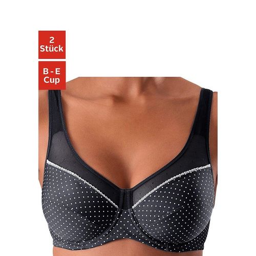 Bügel-BH PETITE FLEUR, Damen, Gr. 95, Cup B, blau (schwarz, weiß, weiß, türkis), Microtouch, Obermaterial: 90% Polyamid, 10% Elasthan, BHs Bügel-BH, mit Netzeinsätzen