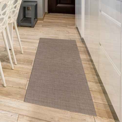 Küchenläufer ANDIAMO "Soft" Gr. 17, beige (dunkelbeige), B:50cm H:5mm L:150cm, Kunstfaser, Teppiche, Küchenläufer, Vinyl-Küchenläufer, meliert, Flechtoptik, rutschhemmend