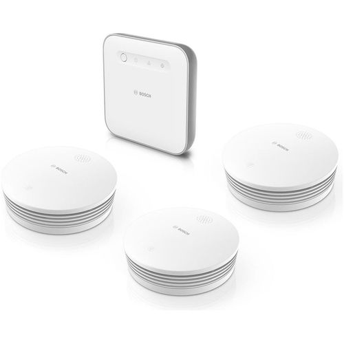 BOSCH Gefahrenmeldeanlage "Smart Home Starterset mit 1 Controller II und 3 Rauchwarnmeldern", weiß, Gefahrenmelder, Gefahrenmeldeanlage