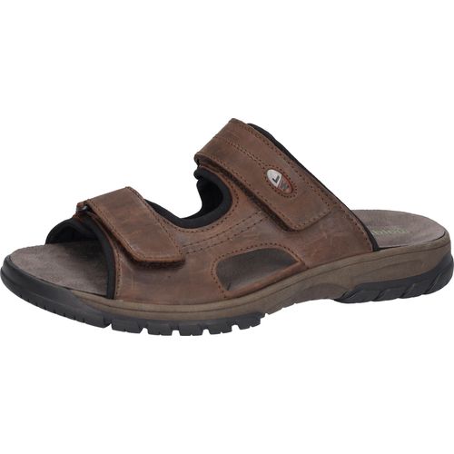 Pantolette WALDLÄUFER "Harald", Herren, Gr. 12,5 (48), braun (dunkelbraun), Nubukleder, Schuhe Pantolette, Sommerschuh, Schlappen, Klettschuh, in Weite H (= sehr weit)