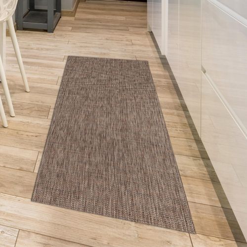 Küchenläufer ANDIAMO "Soft" Gr. 17, grau (grau, braun), B:50cm H:5mm L:150cm, Kunstfaser, Teppiche, Küchenläufer, Vinyl-Küchenläufer, meliert, Flechtoptik, rutschhemmend