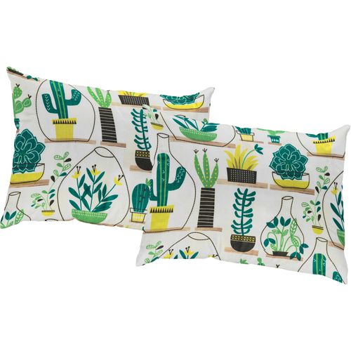Dekokissen WIRTH "Oakham" Gr. 2, beige (natur, grün, bedruckt), B:50cm L:50cm, Polyester, Dekokissen_Sitzkissen_Kissenhüllen, Dekokissen, Kissenhülle ohne Füllung, 2 Stück