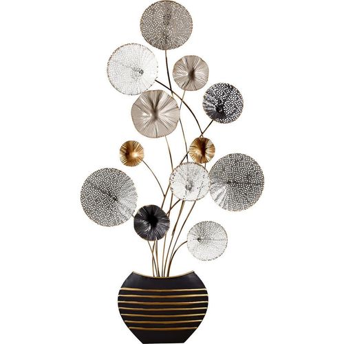 Ambia Home Wanddeko , Schwarz, Silber, Weiß, Gold , Metall , 45x91x6 cm , rostfrei , Dekoration, Skulpturen & Dekoobjekte, Wanddeko