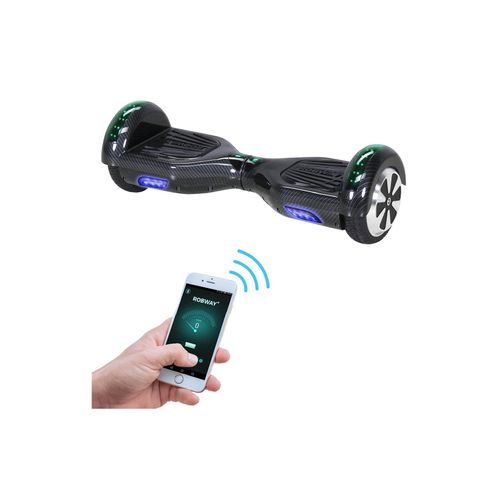 ROBWAY W1 Hoverboard für Erwachsene und Kinder, 6,5 Zoll, Self-Balance, Bluetooth, App, 700 Watt, LEDs (Carbon 2.0)