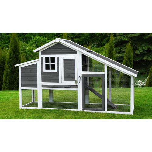 MyAnimal Hühnerstall für 4 Hühner MH-32 mit Eiablage, Hühnerhaus schutzimprägniert, Dach abnehmbar (Grau 2.0)