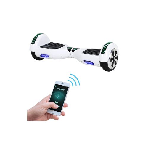 ROBWAY W1 Hoverboard für Erwachsene und Kinder, 6,5 Zoll, Self-Balance, Bluetooth, App, 700 Watt, LEDs (Weiß 2.0)