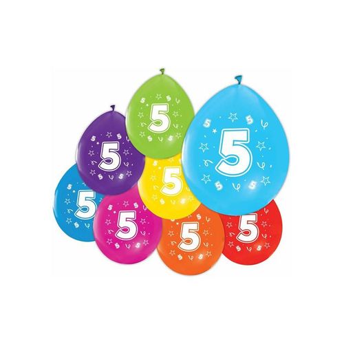 Globos Balloons 2-sided Printed Number 5 8 pcs.