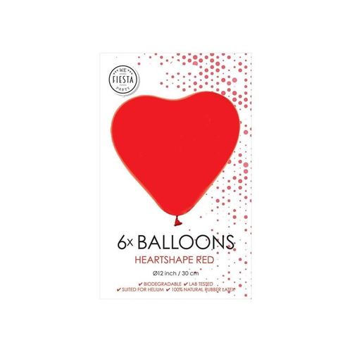 Globos - Balloons Heart Balloons Red 30cm 6pcs.