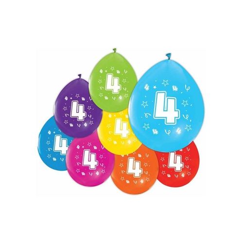 Globos Balloons 2-sided Printed Number 4 8pcs.