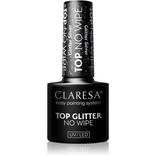 Claresa UV/LED Top Glitter No Wipe gel top coat glittering shade Glitter Silver 5 g