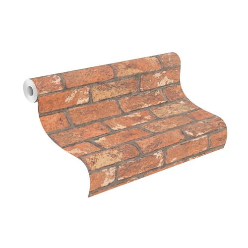 Papiertapete RASCH "Papiertapete mit Steinoptik in Rot", rot, B:53m L:10,05m, Papier, Tapeten, Steinoptik