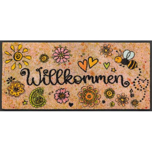 Läufer "Bring Glück herein", bunt, B:35cm H:7mm L:75cm, Polyamid, WASH+DRY BY KLEEN-TEX, Teppiche, Läufer, Teppich