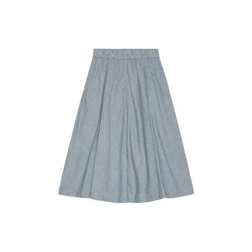 Midirock MOSHI MOSHI MIND "moshi moshi mind Skirt pin", Damen, Gr. M, sea blau, weiß, Obermaterial: 100% Baumwolle, Röcke